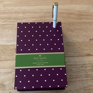 Kate Spade Purple Polka Dot Note Holder with Pen.Brand new & never used